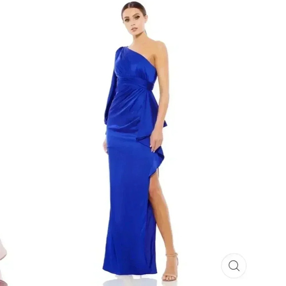 NWT Mac Duggal Asymmetric Empire Waist Gown Sapphire size 4 - Picture 1 of 16